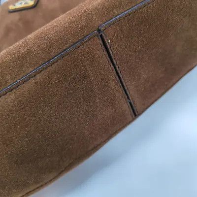 Prada PRADA brown suede logo shoulder bag handbag gold hardware Size ONE SIZE - 11 Thumbnail