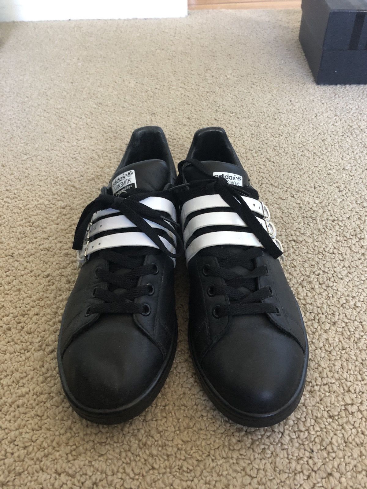 Adidas × Raf Simons Raf Simons Stan Smith Black w/ White Straps 