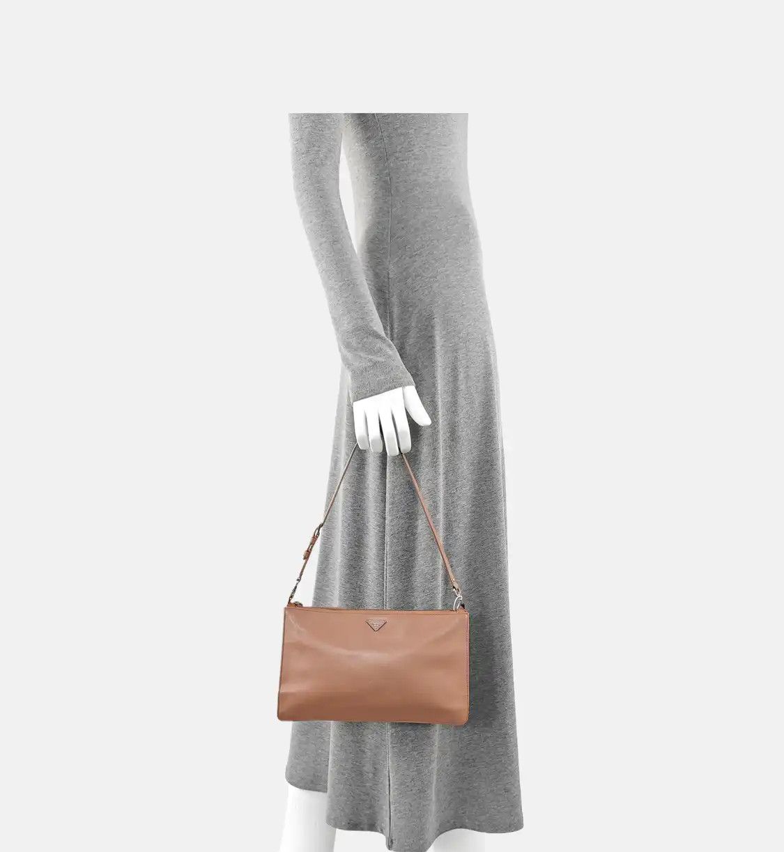 Prada PRADA bean sand cowhide leather shoulder bag silver hardware Size ONE SIZE - 2 Thumbnail