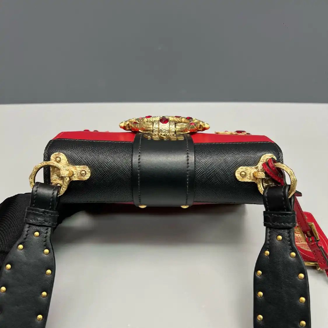 Prada PRADA Cahier red cowhide leather inlaid crossbody bag Size ONE SIZE - 3 Thumbnail