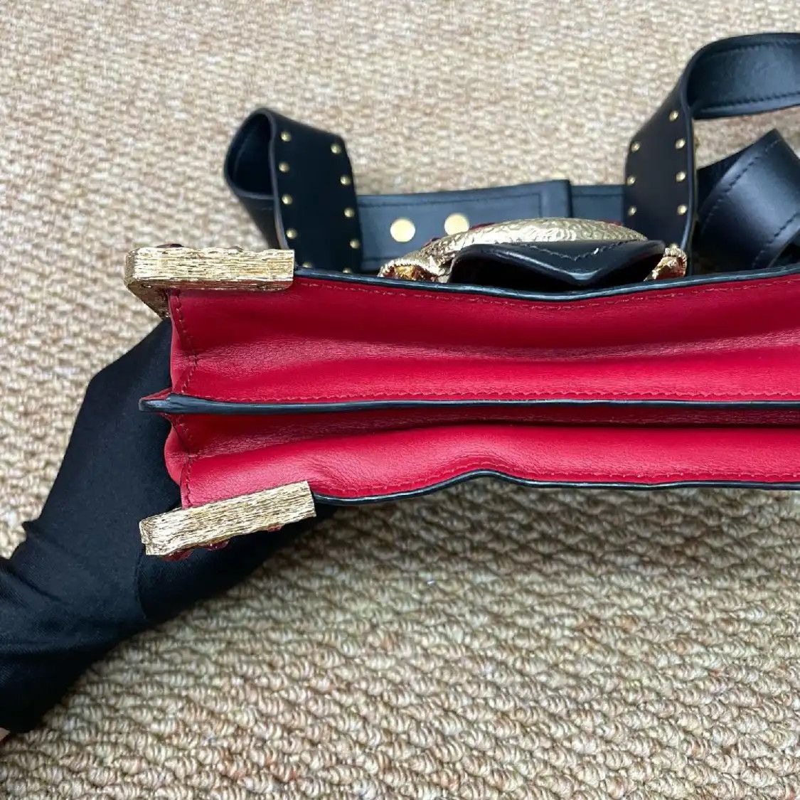Prada PRADA Cahier red cowhide leather inlaid crossbody bag Size ONE SIZE - 11 Thumbnail