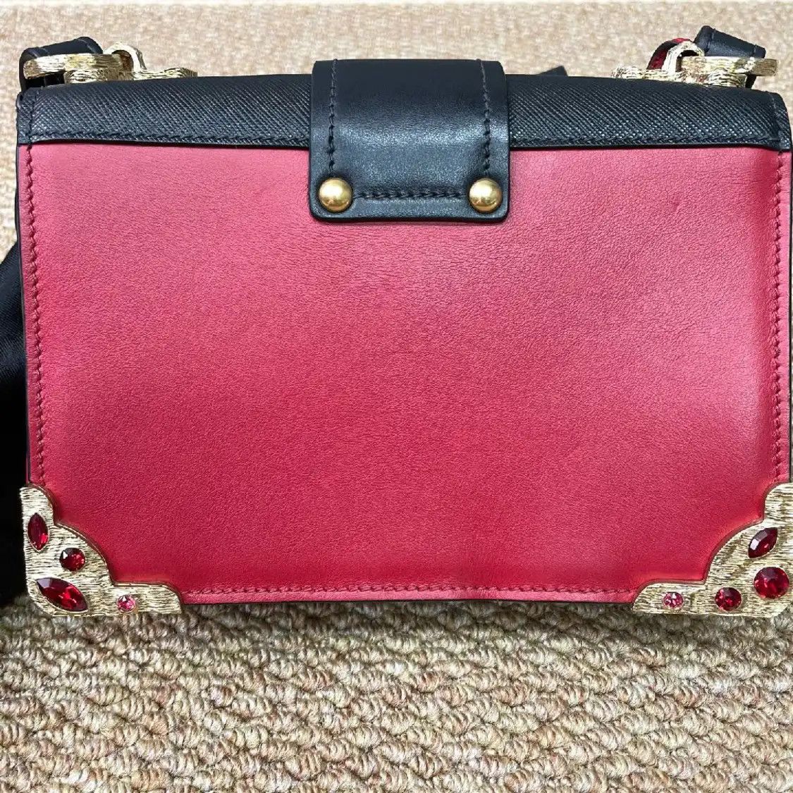 Prada PRADA Cahier red cowhide leather inlaid crossbody bag Size ONE SIZE - 10 Thumbnail