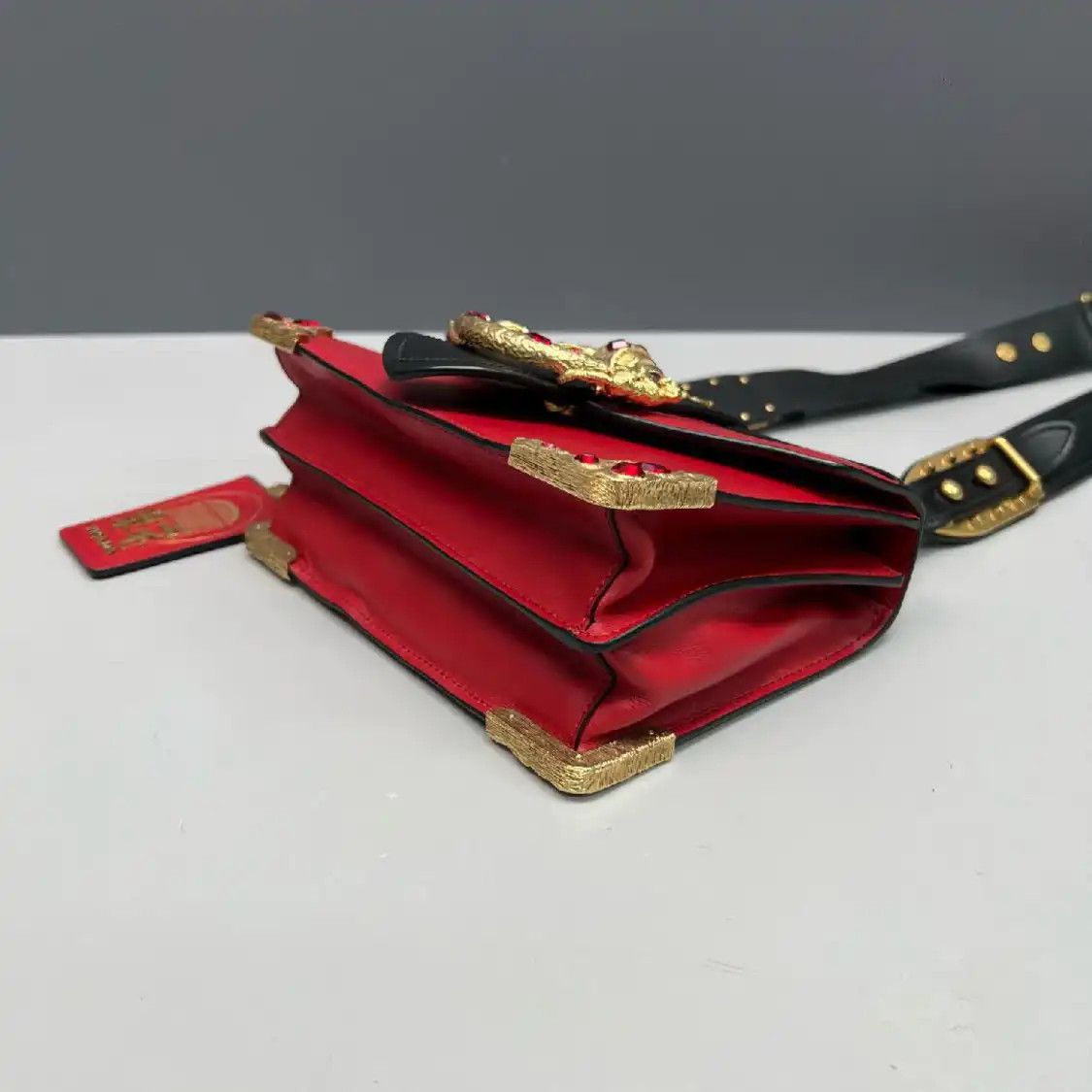Prada PRADA Cahier red cowhide leather inlaid crossbody bag Size ONE SIZE - 5 Thumbnail