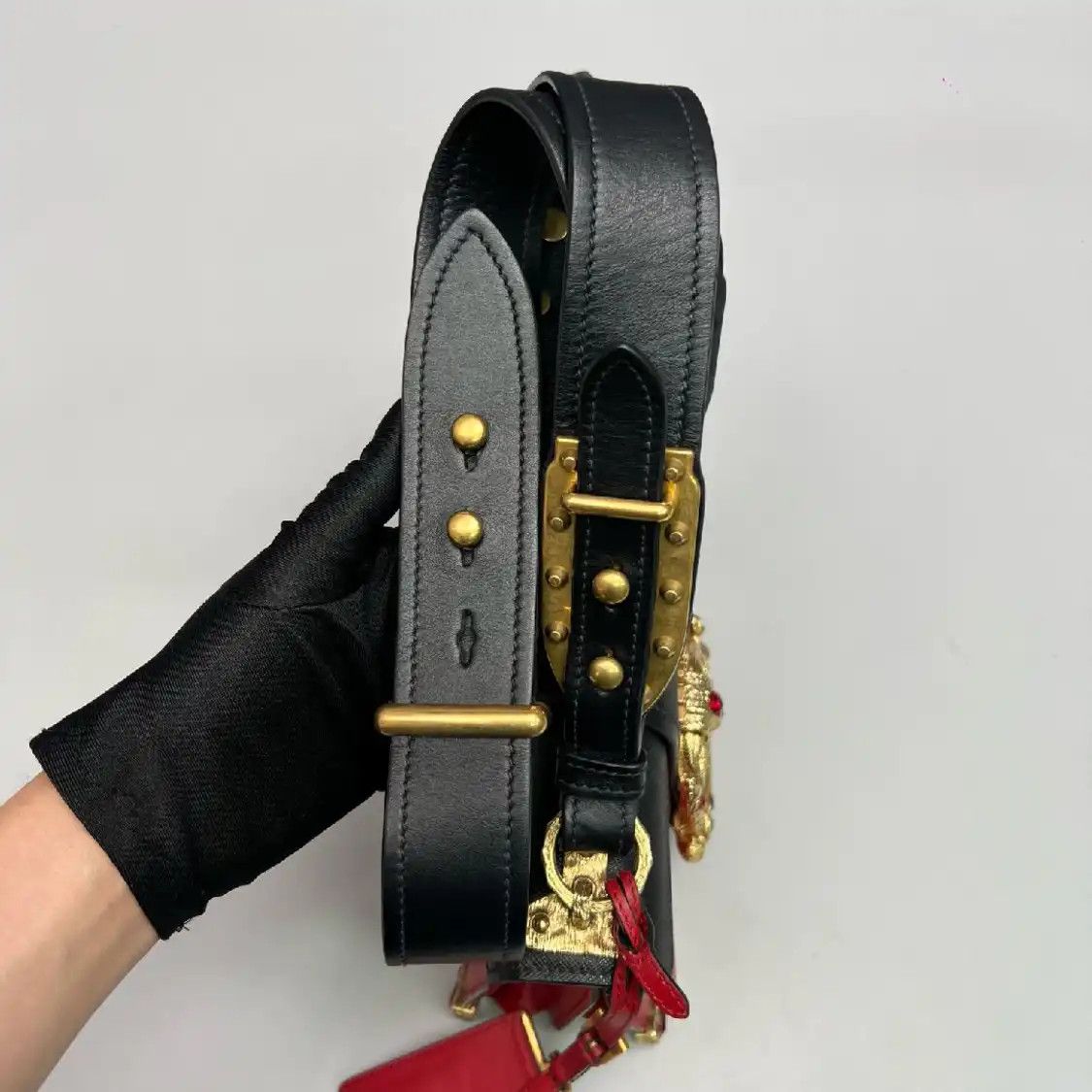 Prada PRADA Cahier red cowhide leather inlaid crossbody bag Size ONE SIZE - 9 Thumbnail
