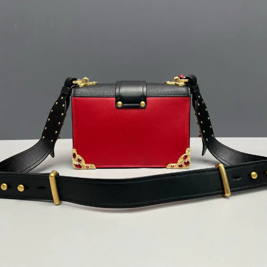 Prada PRADA Cahier red cowhide leather inlaid crossbody bag Size ONE SIZE - 2 Thumbnail