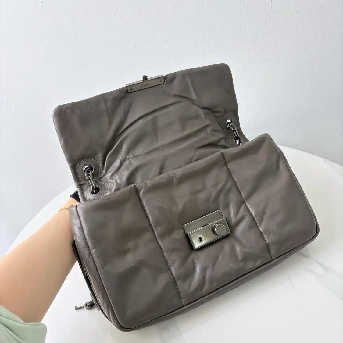 Prada PRADA grey sheepskin shoulder bag Size ONE SIZE - 7 Thumbnail