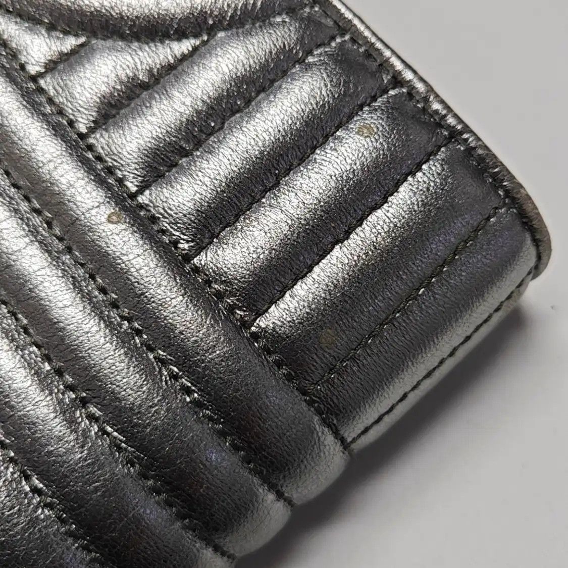 Prada PRADA Diagramme silver sheepskin quilted shoulder bag crossbody bag silver hardw Size ONE SIZE - 15 Thumbnail