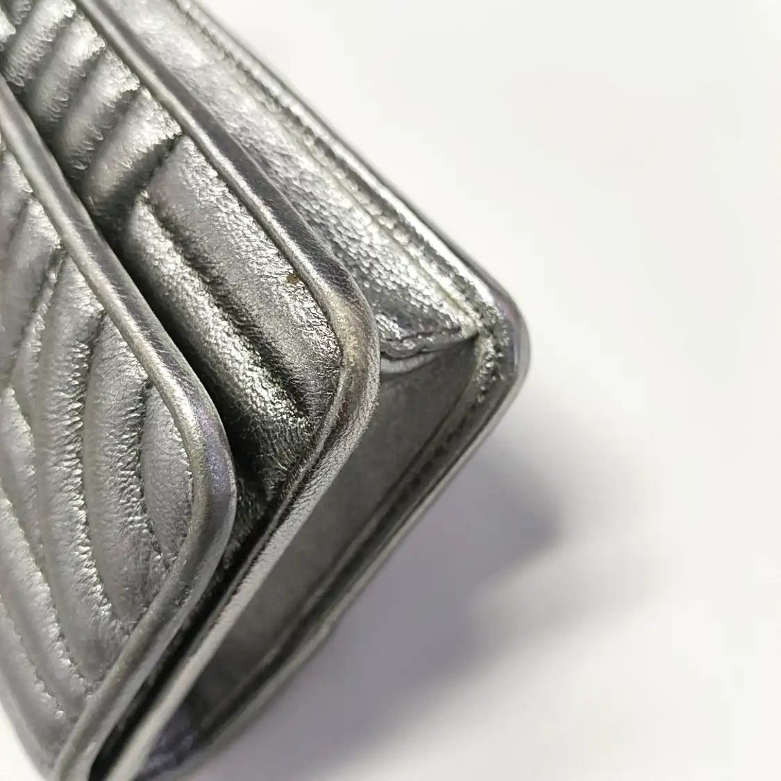 Prada PRADA Diagramme silver sheepskin quilted shoulder bag crossbody bag silver hardw Size ONE SIZE - 16 Thumbnail