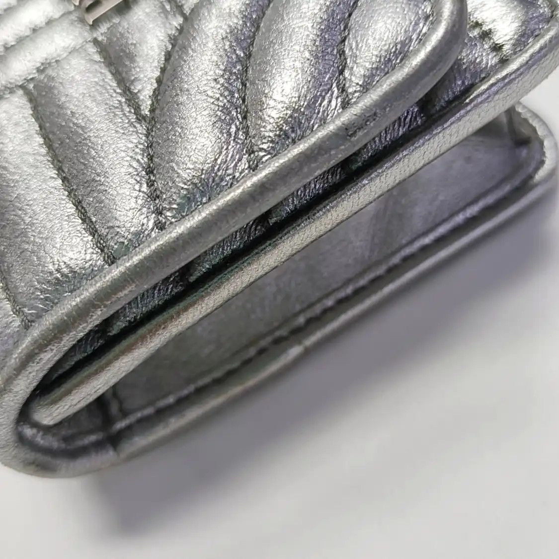 Prada PRADA Diagramme silver sheepskin quilted shoulder bag crossbody bag silver hardw Size ONE SIZE - 14 Thumbnail