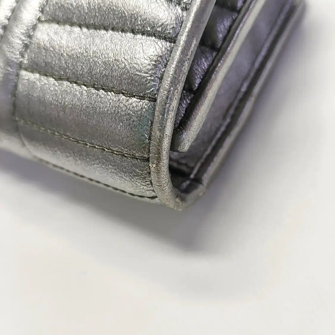 Prada PRADA Diagramme silver sheepskin quilted shoulder bag crossbody bag silver hardw Size ONE SIZE - 12 Thumbnail
