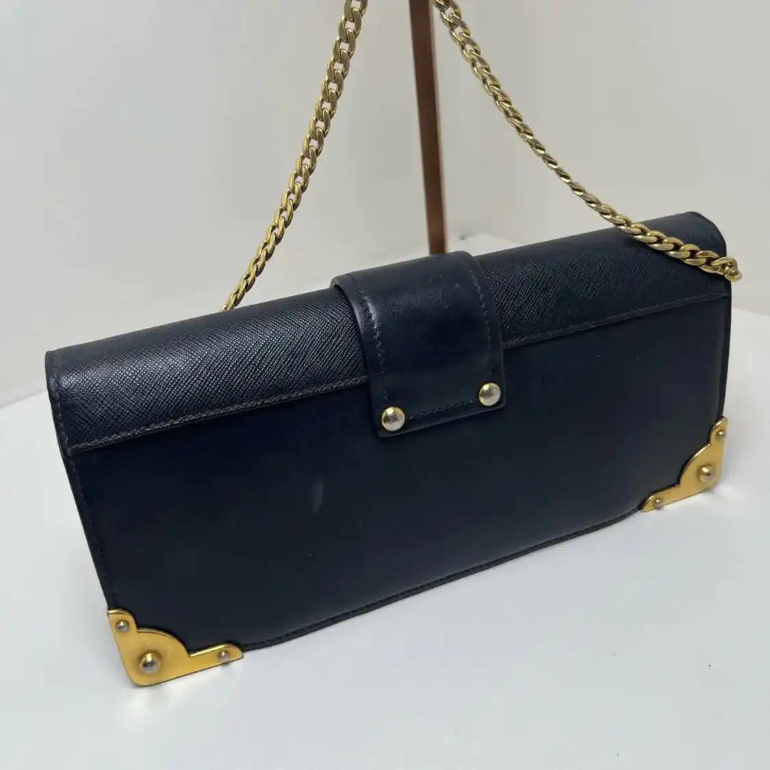 Prada PRADA Cahier black cowhide leather cross pattern crossbody bag Size ONE SIZE - 7 Thumbnail