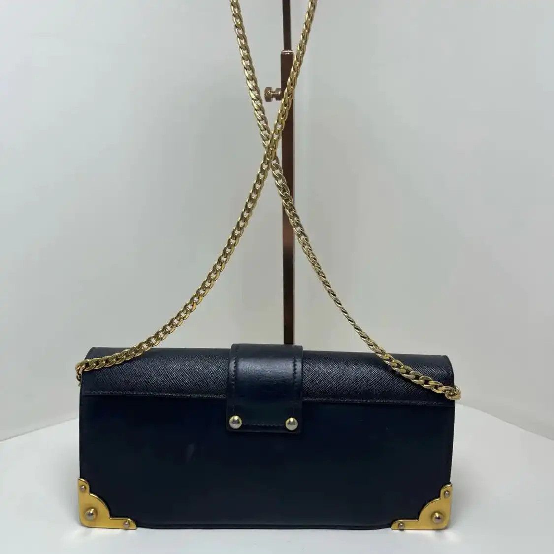 Prada PRADA Cahier black cowhide leather cross pattern crossbody bag Size ONE SIZE - 4 Thumbnail