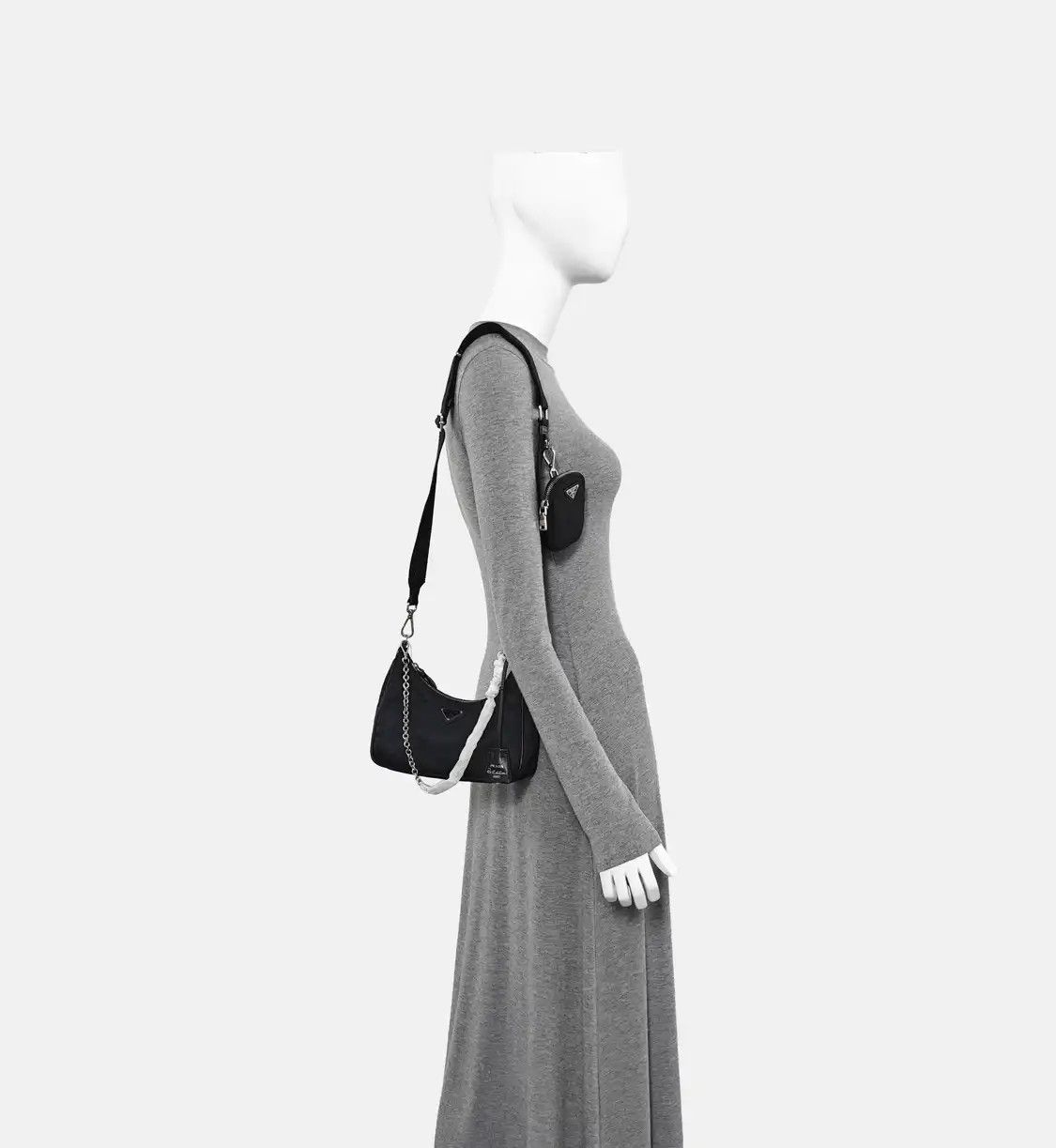 Prada PRADA Re-Edition black nylon logo shoulder bag crossbody bag silver hardware sub Size ONE SIZE - 2 Thumbnail