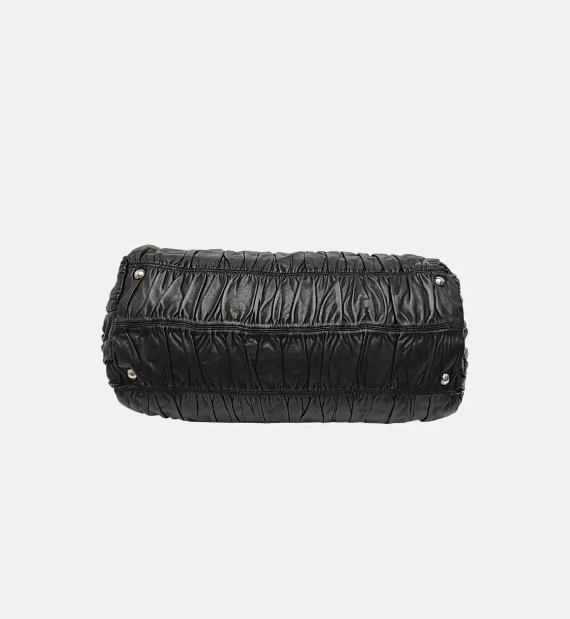 Prada PRADA Gaufre black sheepskin shoulder bag crossbody bag handbag silver hardware Size ONE SIZE - 6 Thumbnail