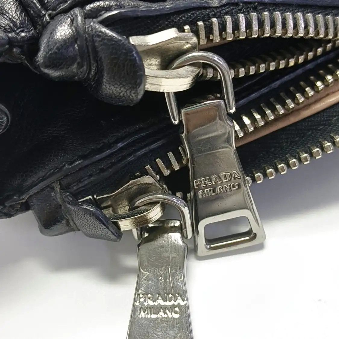 Prada PRADA Gaufre black sheepskin shoulder bag crossbody bag handbag silver hardware Size ONE SIZE - 18 Thumbnail