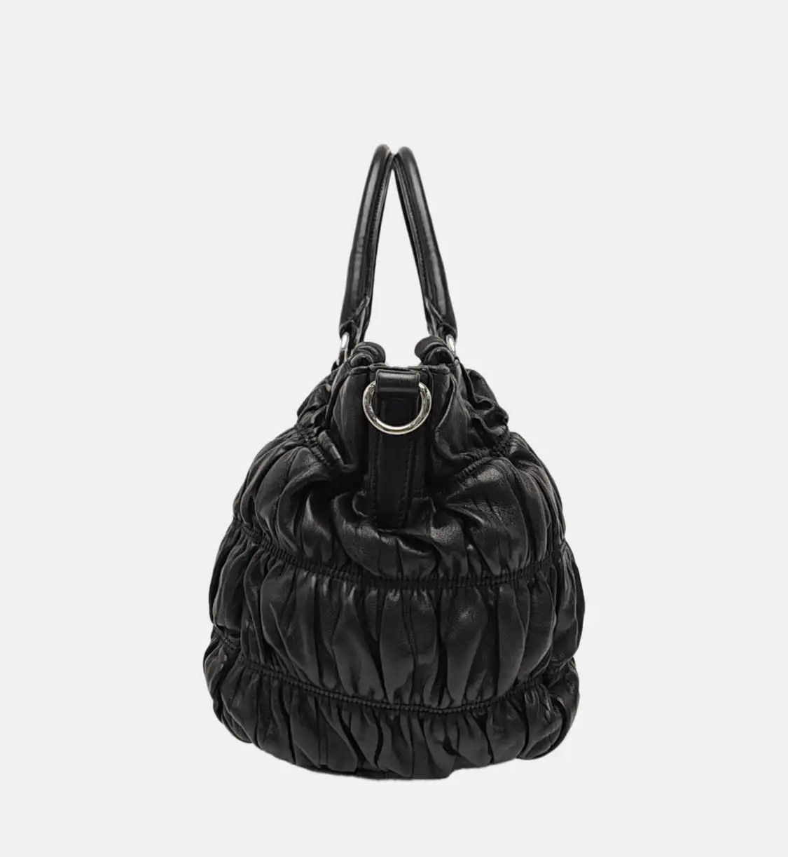 Prada PRADA Gaufre black sheepskin shoulder bag crossbody bag handbag silver hardware Size ONE SIZE - 3 Thumbnail