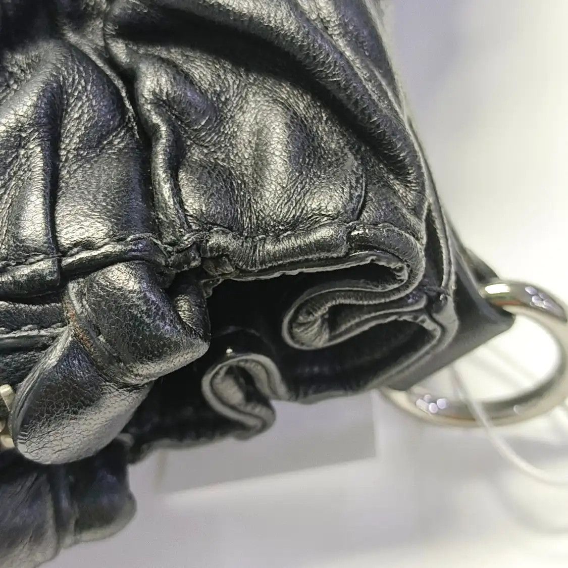 Prada PRADA Gaufre black sheepskin shoulder bag crossbody bag handbag silver hardware Size ONE SIZE - 17 Thumbnail