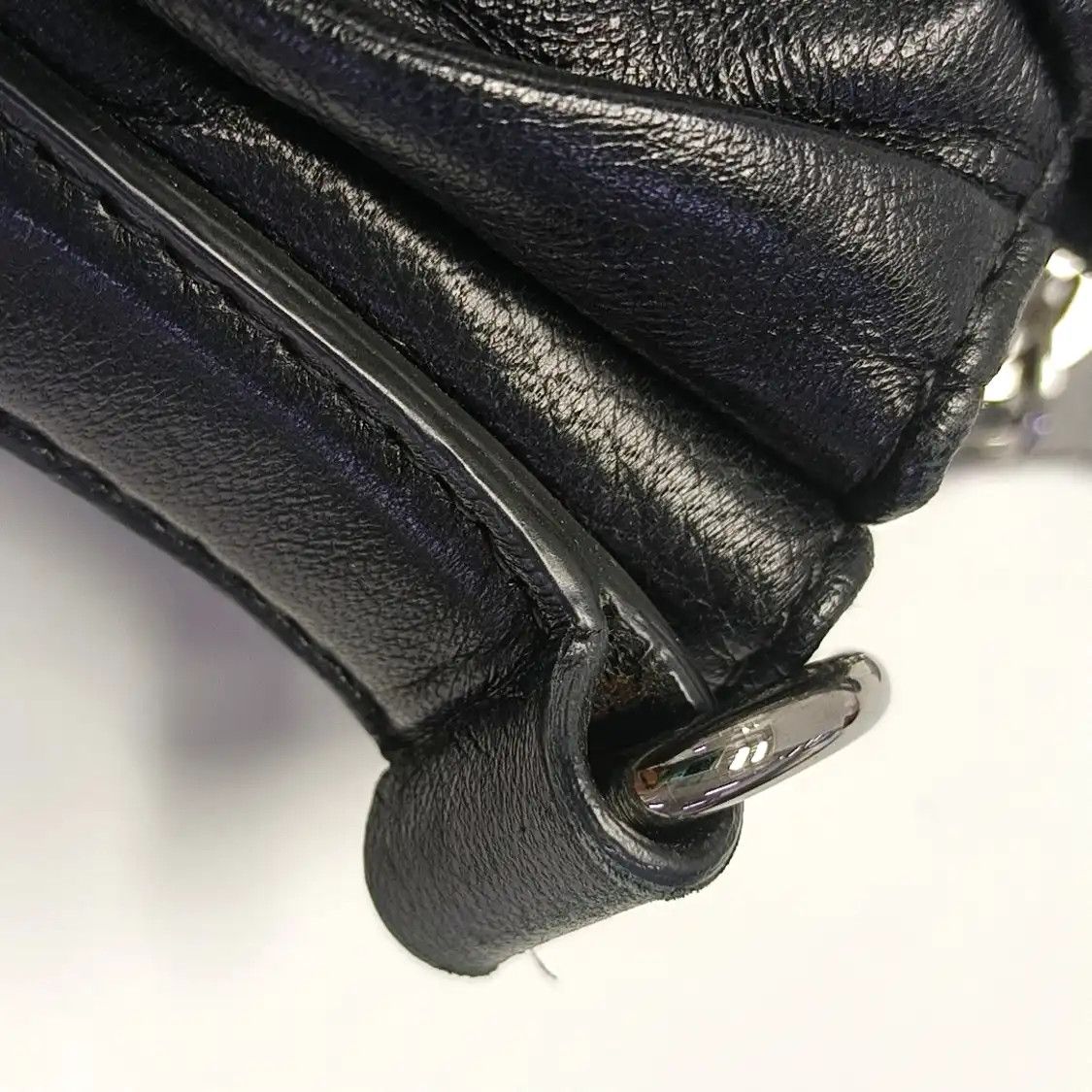 Prada PRADA Gaufre black sheepskin shoulder bag crossbody bag handbag silver hardware Size ONE SIZE - 11 Thumbnail