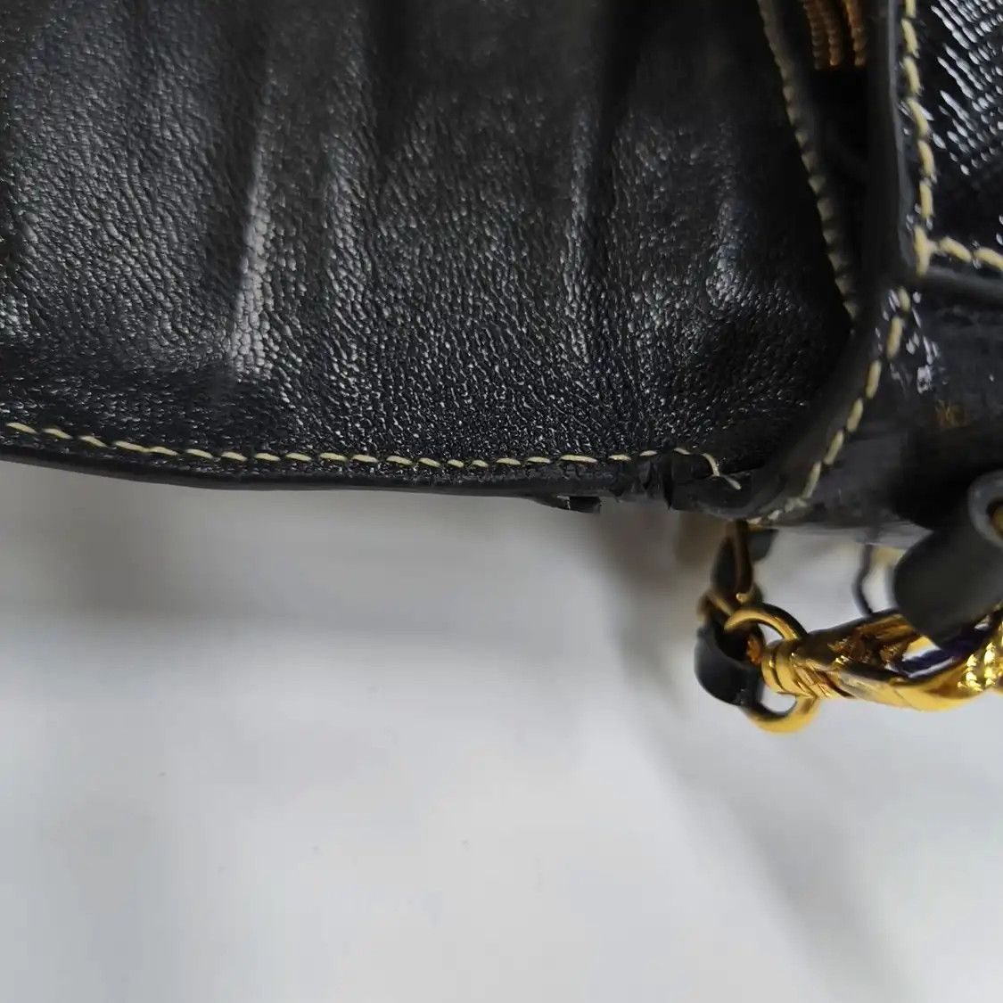 Prada PRADA black cowhide leather cross pattern shoulder bag handbag gold hardware 2 s Size ONE SIZE - 10 Thumbnail