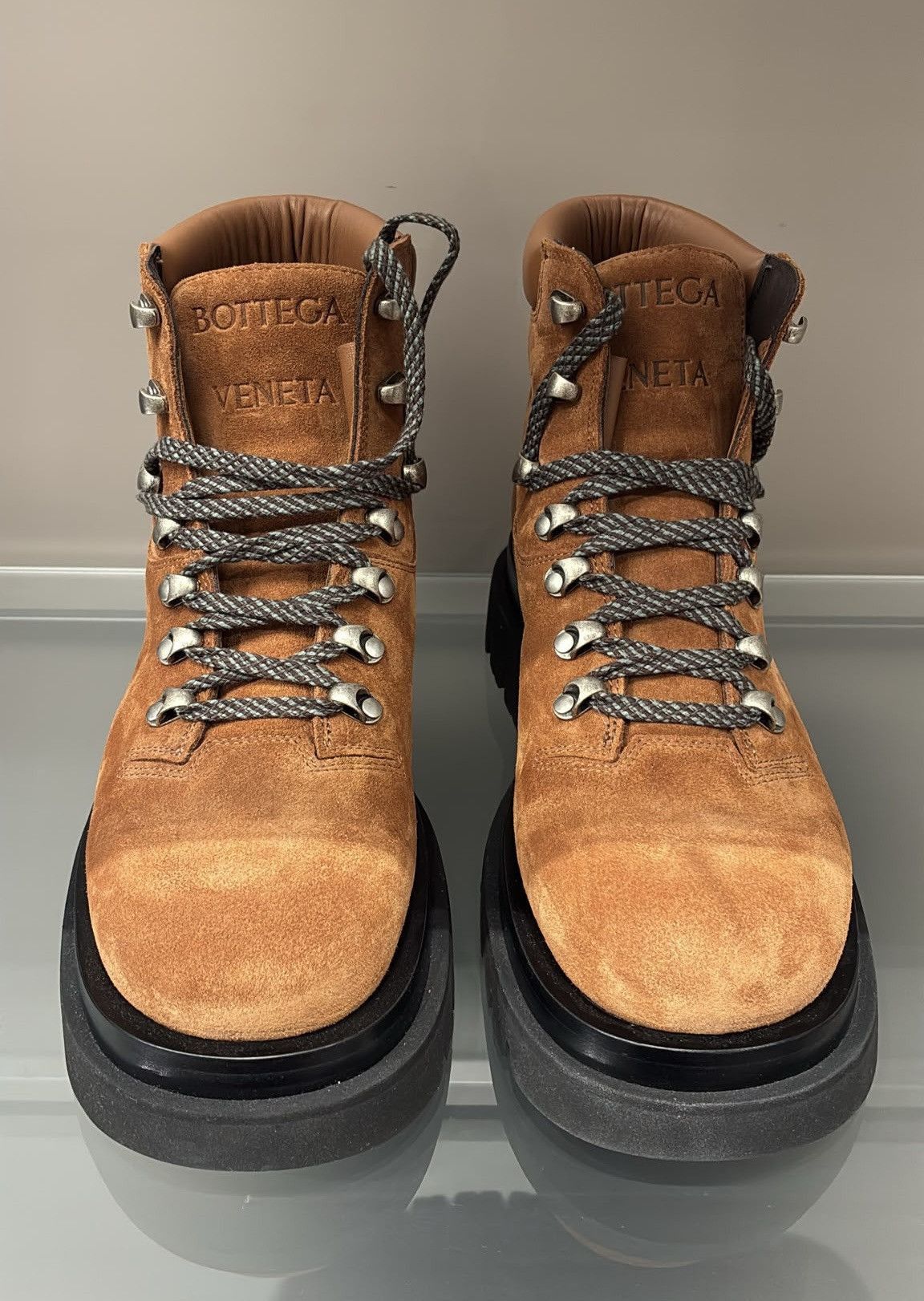 Bottega Veneta Lug Hiking Leather-Trimmed Suede Hiking Boots Size US 12 / EU 45 - 2 Thumbnail