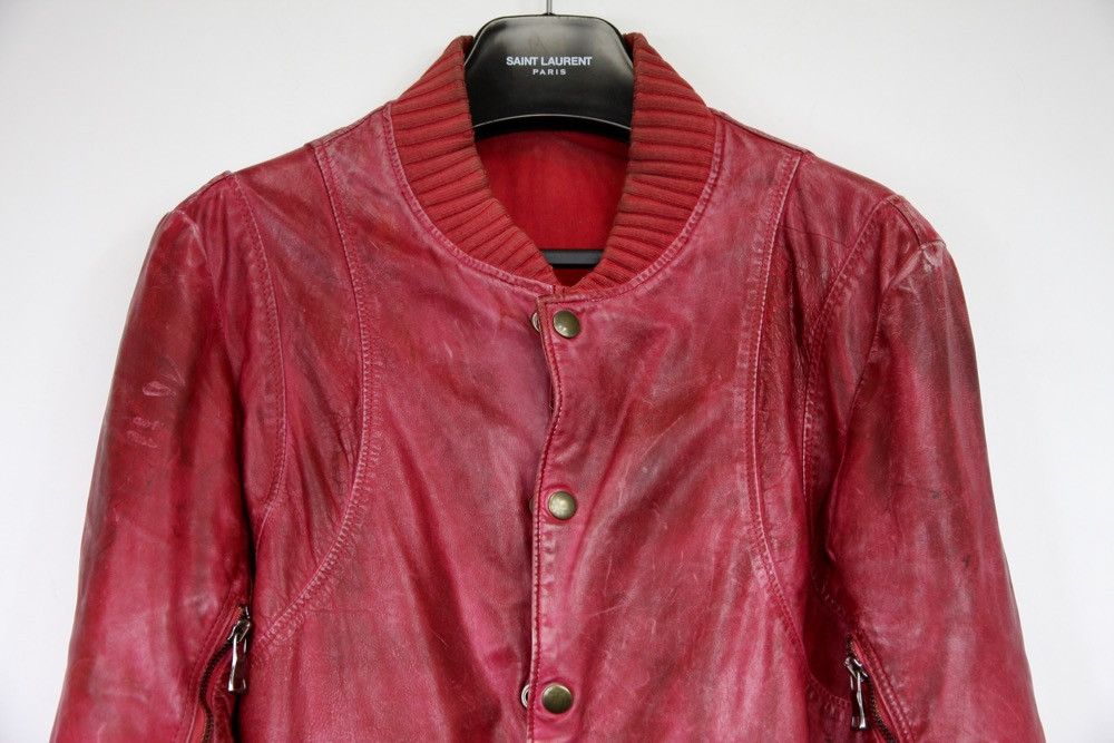 Balmain RARE Xavier De Rosnay SS11 Balmain Red Leather Teddy