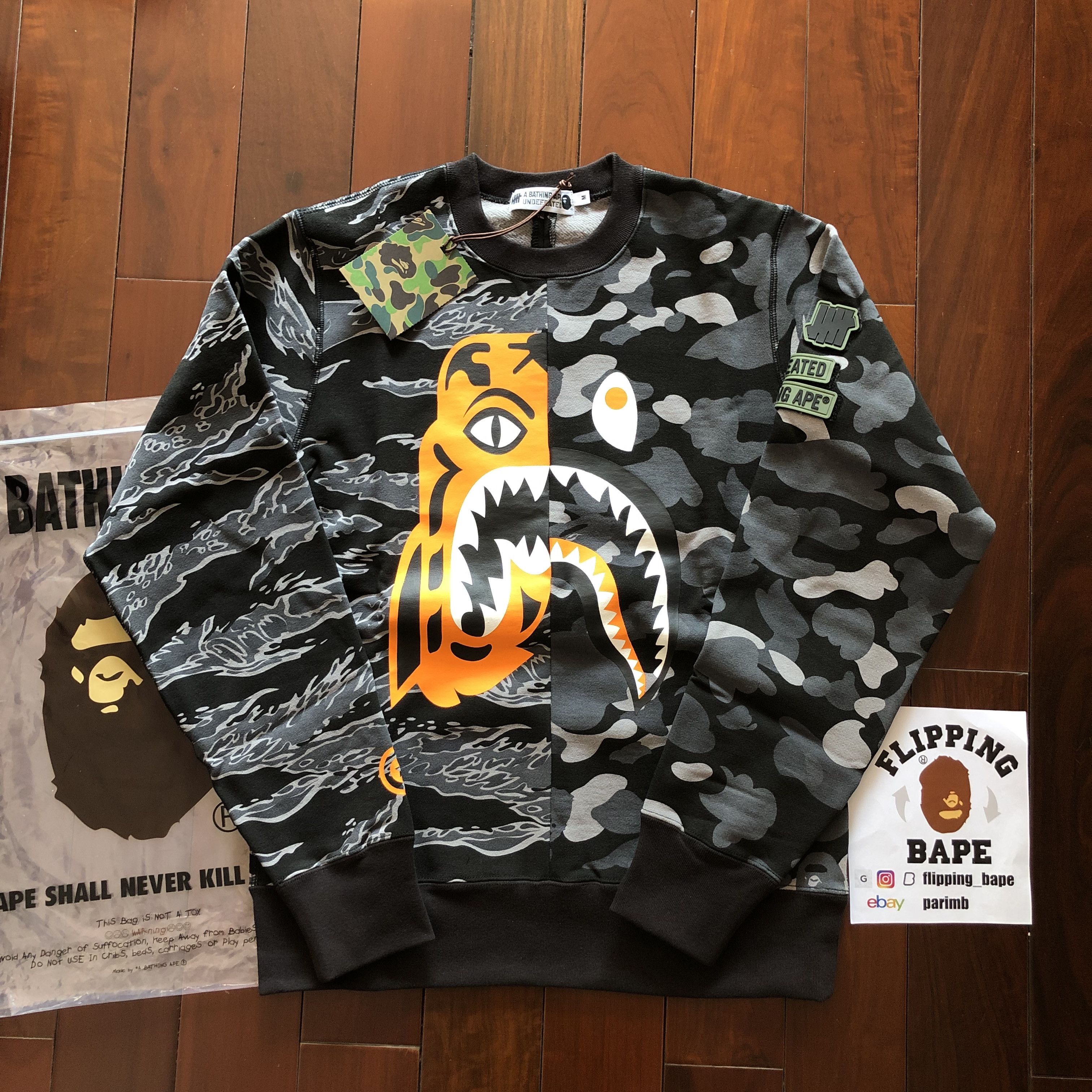 Bape BAPE X UNDEFEATED TIGER SHARK CREWNECK M, XL | Grailed