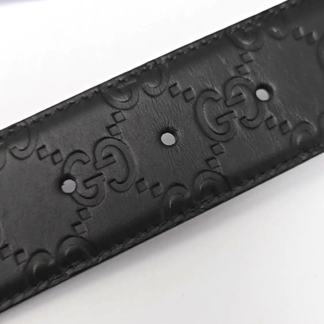 Gucci GUCCI black leather GG plate buckle Men's belt long 96 cm wide 3.5 cm Size ONE SIZE - 6 Thumbnail