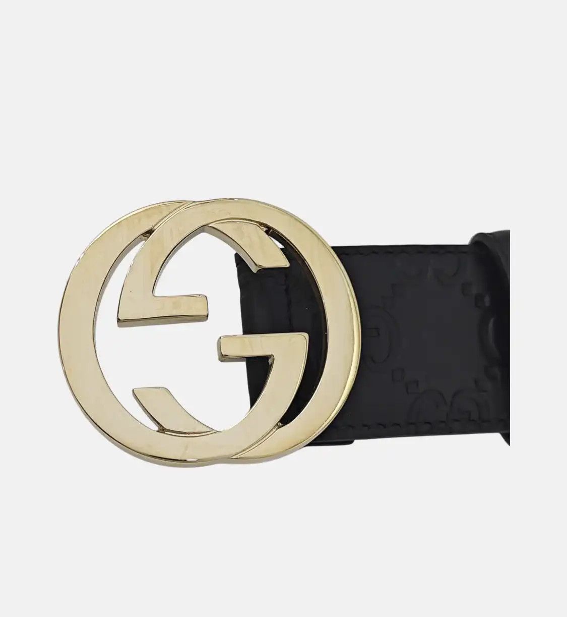 Gucci GUCCI black leather GG plate buckle Men's belt long 96 cm wide 3.5 cm Size ONE SIZE - 3 Thumbnail