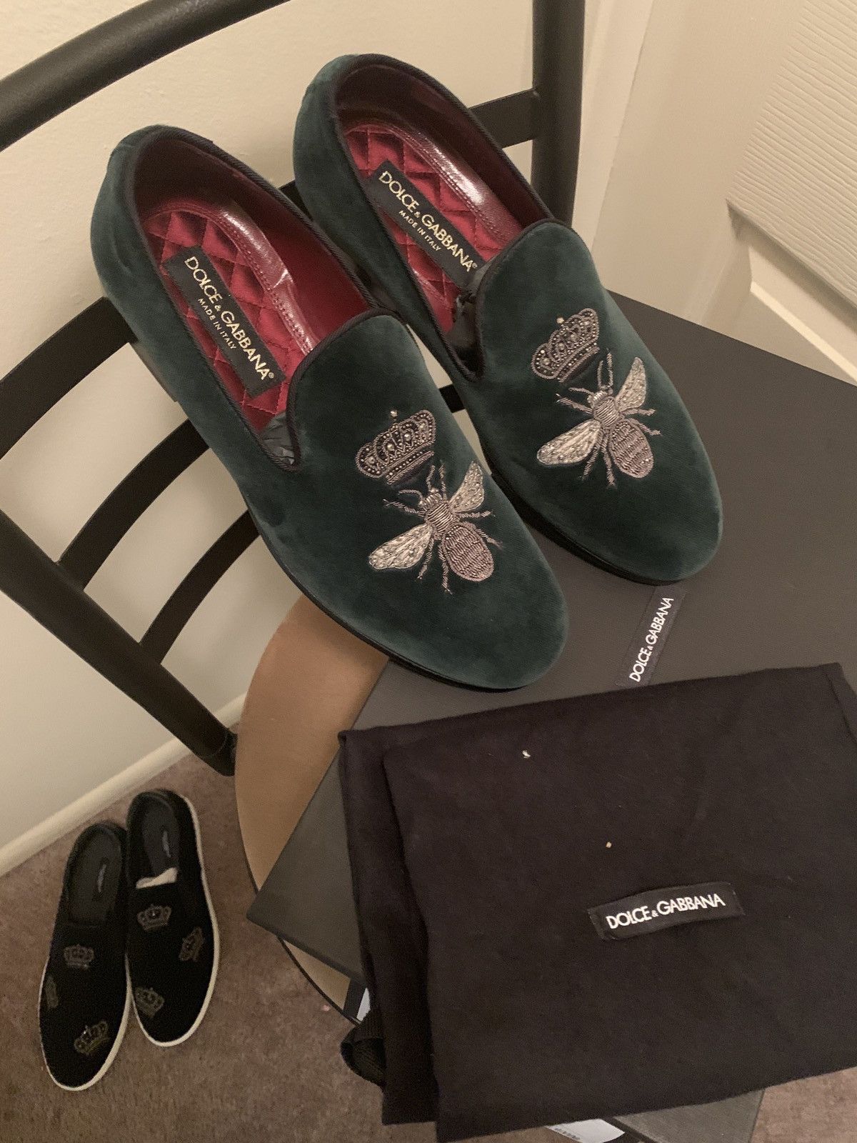 Dolce & Gabbana Dolce & Gabbana Black Velvet Slippers Size US 6 / EU 39 - 2 Thumbnail