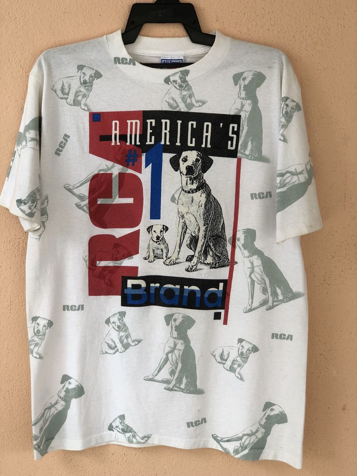 Vintage RCA America s #1 Brand Allover Print Rare Tee