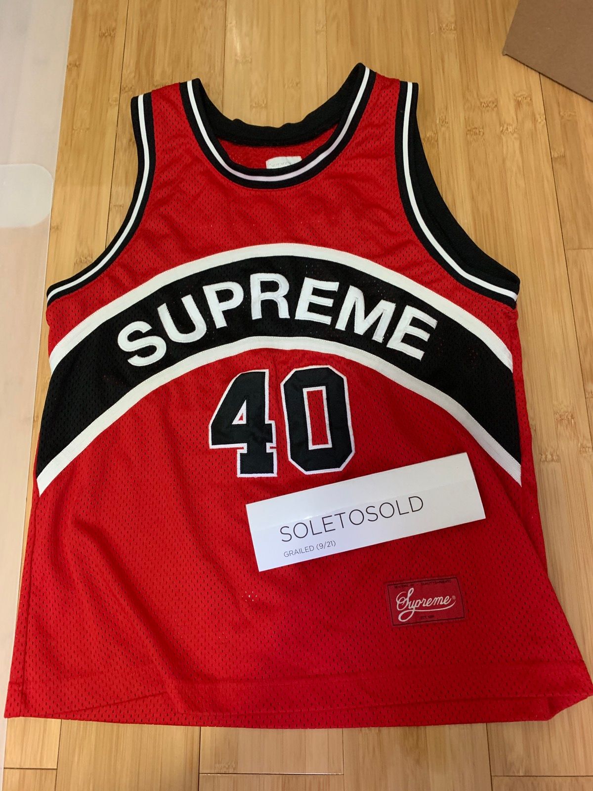 Supreme Supreme Basketball Jersey #40 - Sleeveless - M - Red/Black