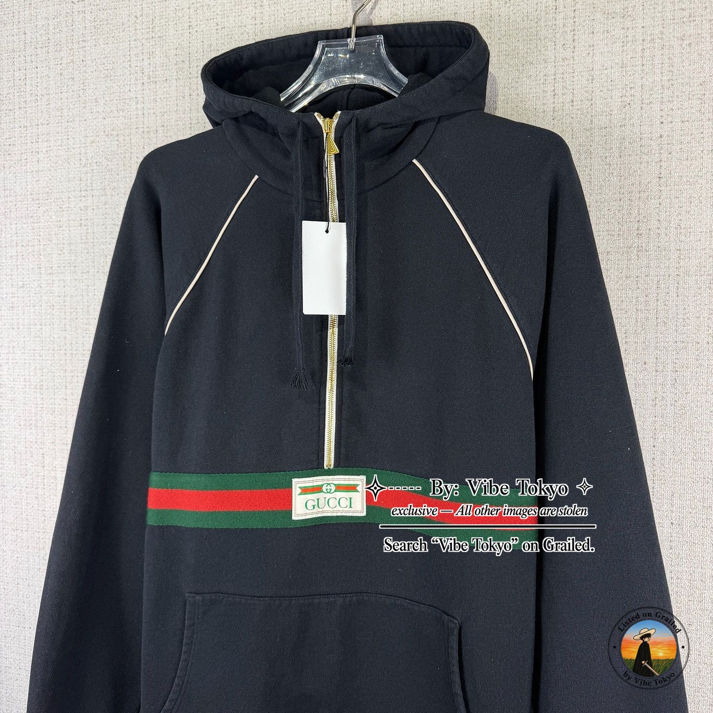 Gucci Gucci Web Stripe Half Zip Hoodie Size M Size US M / EU 48-50 / 2 - 7 Thumbnail
