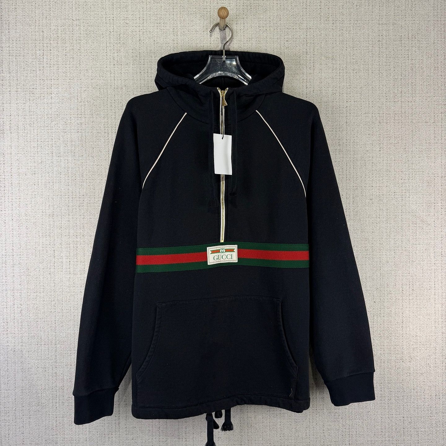 Gucci Gucci Web Stripe Half Zip Hoodie Size M Size US M / EU 48-50 / 2 - 2 Thumbnail