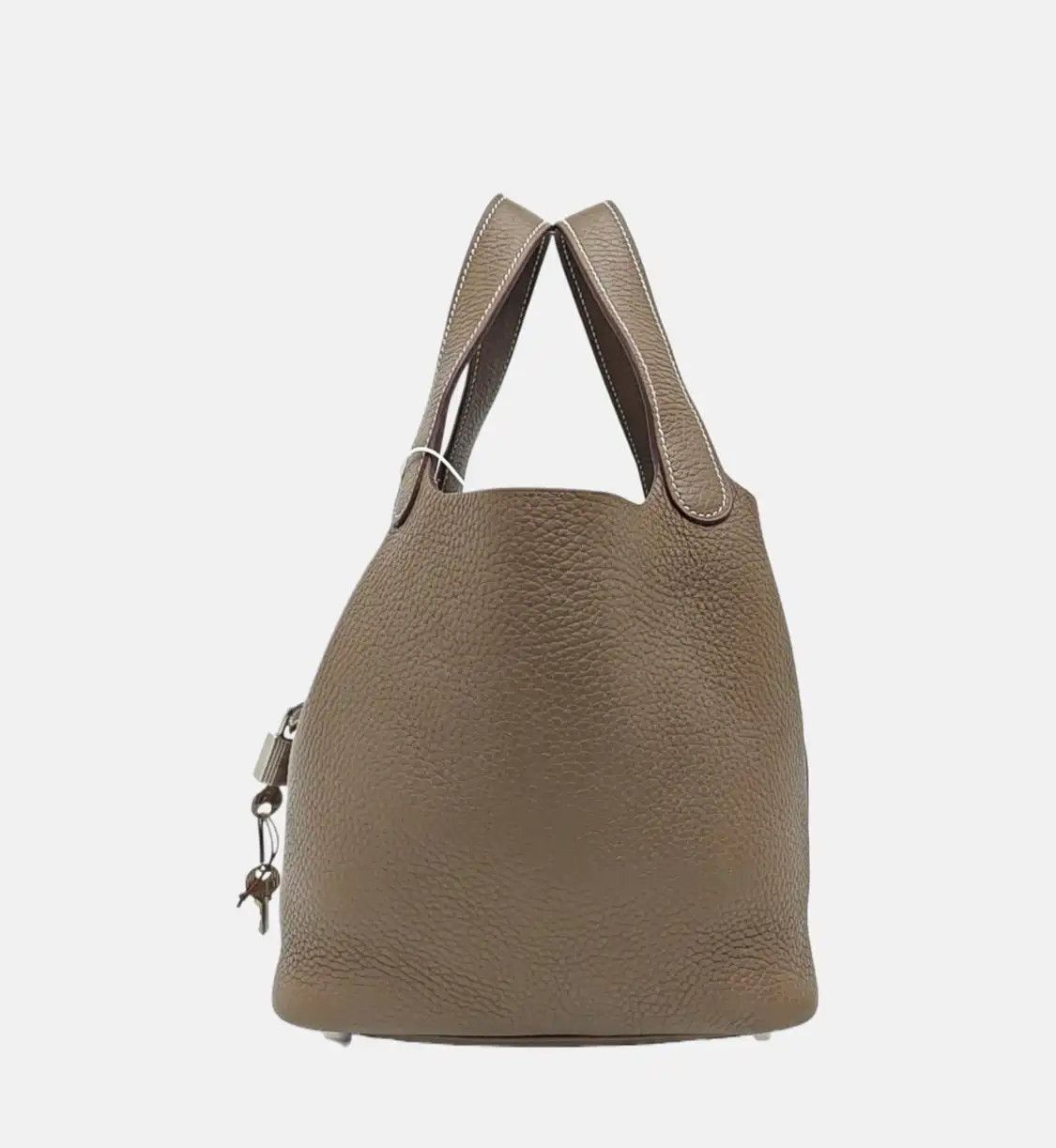 Hermes Hermes Picotin Lock 18 Etoupe Clemence cowhide leather picotin handbag silver ha Size ONE SIZE - 3 Thumbnail