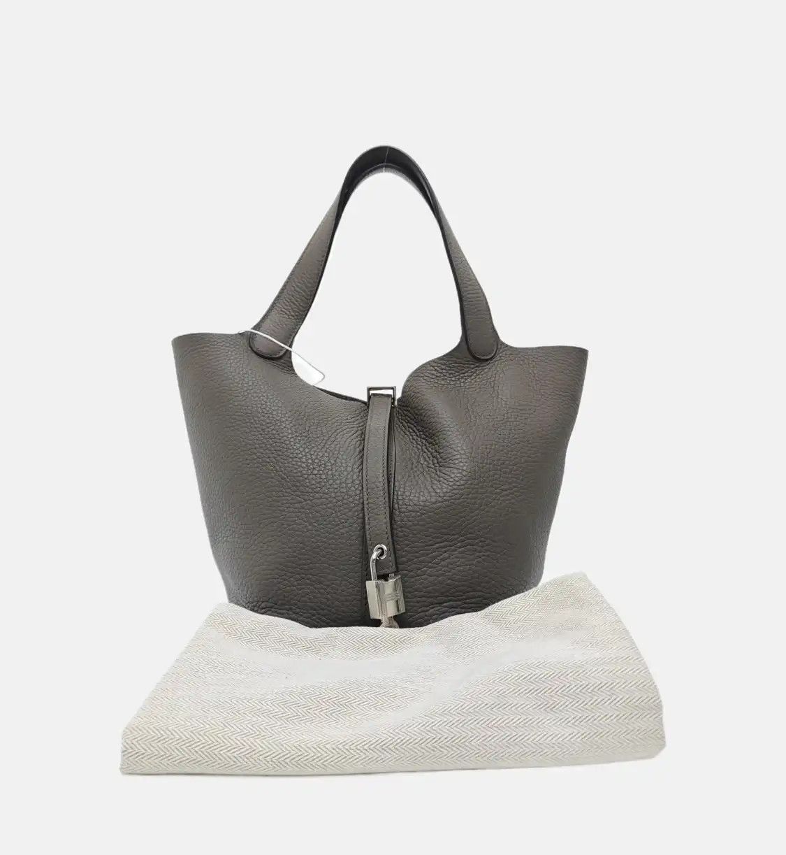 Hermes Hermes Picotin Lock 22 Etoupe Clemence cowhide leather picotin handbag silver ha Size ONE SIZE - 8 Thumbnail