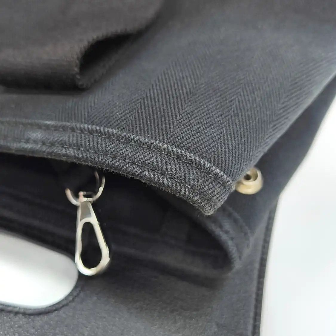 Hermes Hermes Valparaiso black canvas handbag silver hardware sub-pocket Size ONE SIZE - 14 Thumbnail
