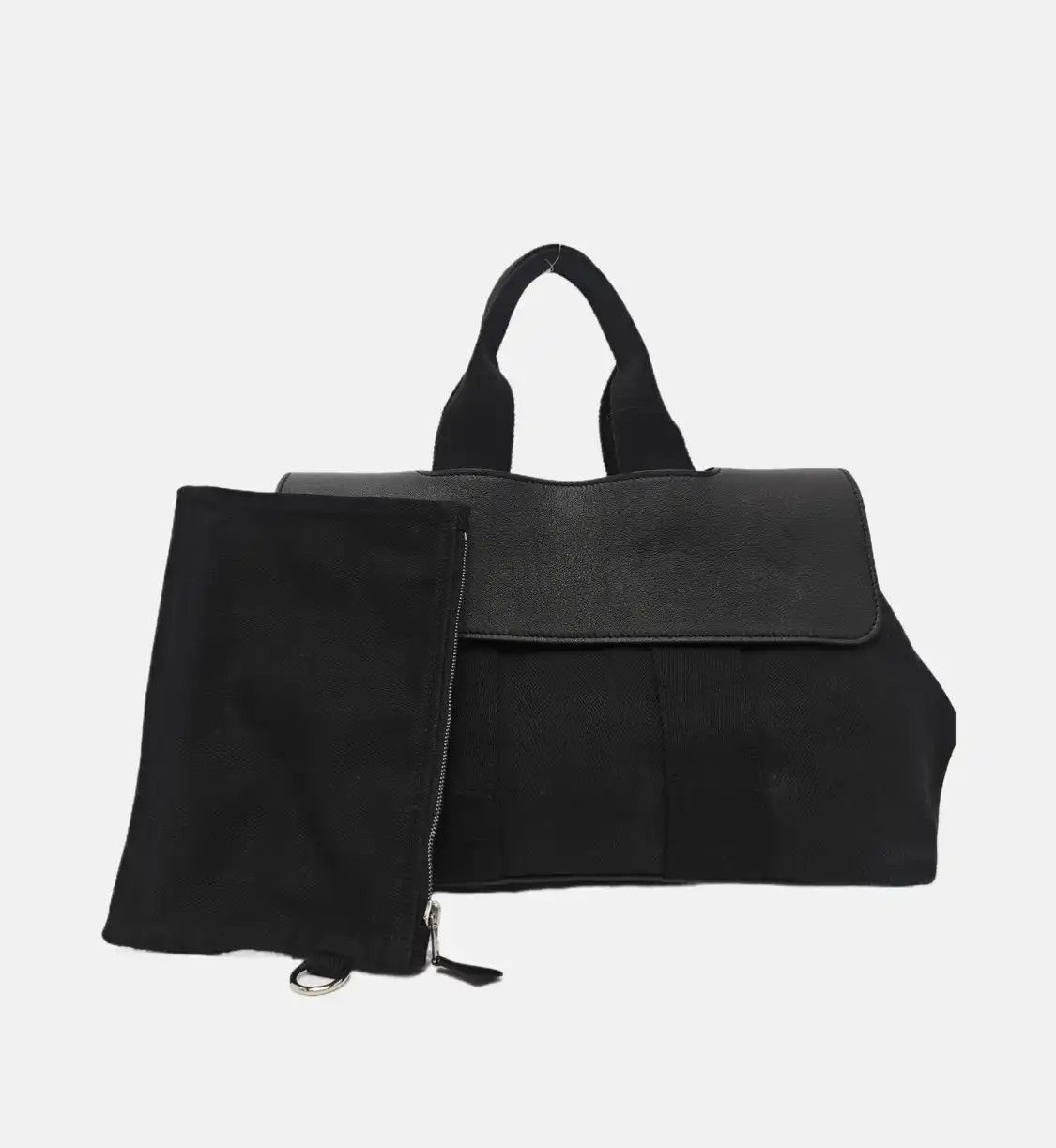 Hermes Hermes Valparaiso black canvas handbag silver hardware sub-pocket Size ONE SIZE - 8 Thumbnail