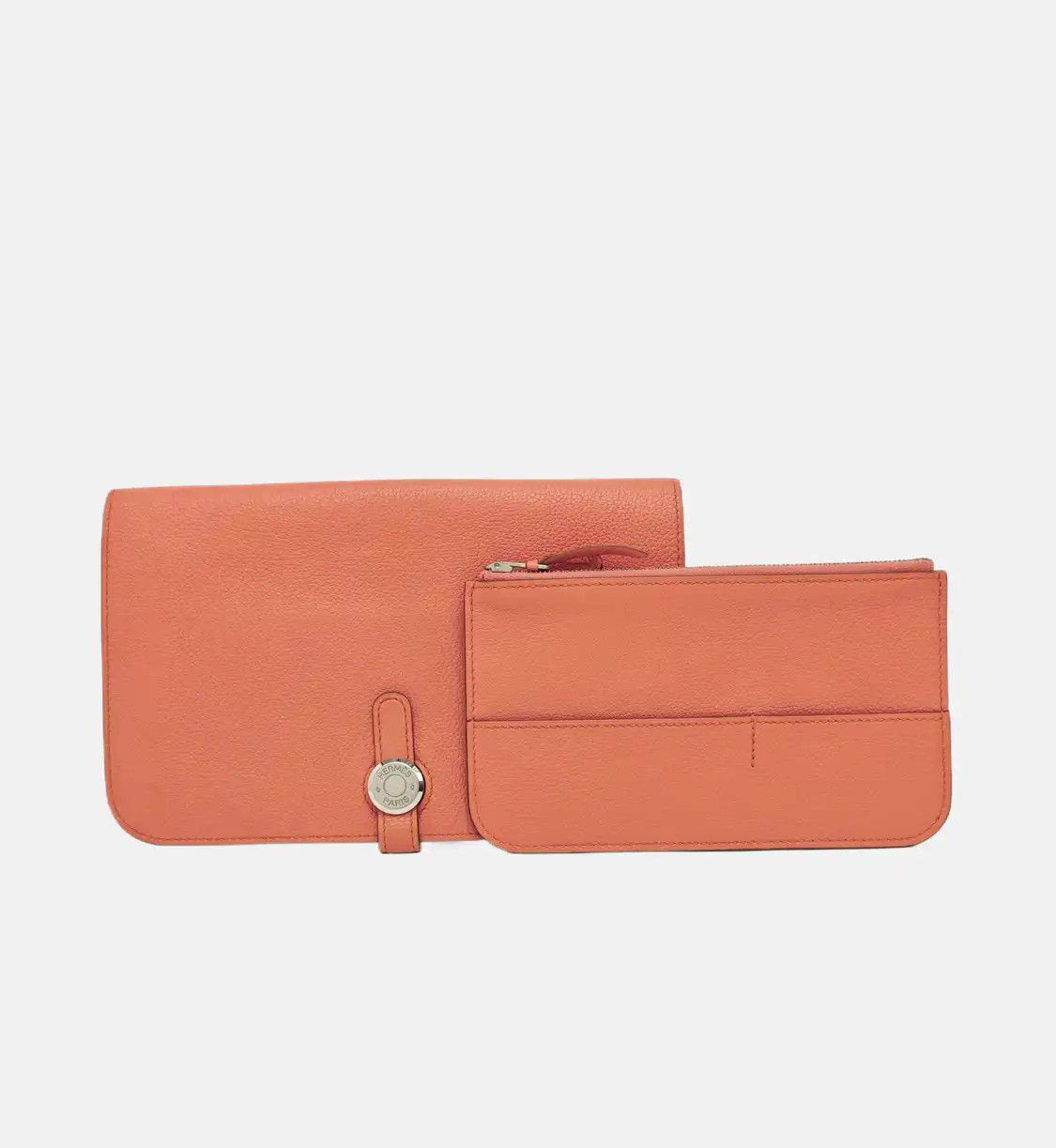 Hermes Hermes Dogon Large Rose Lobster Evercolor cowhide leather wallet silver hardware Size ONE SIZE - 8 Thumbnail