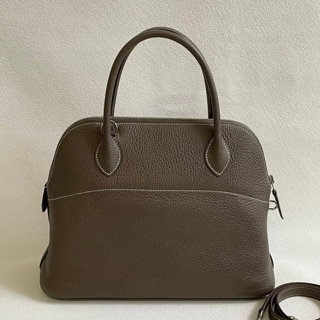 Hermes Hermes Bolide 31 Etoupe Clemence cowhide leather shoulder bag silver hardware de Size ONE SIZE - 2 Thumbnail