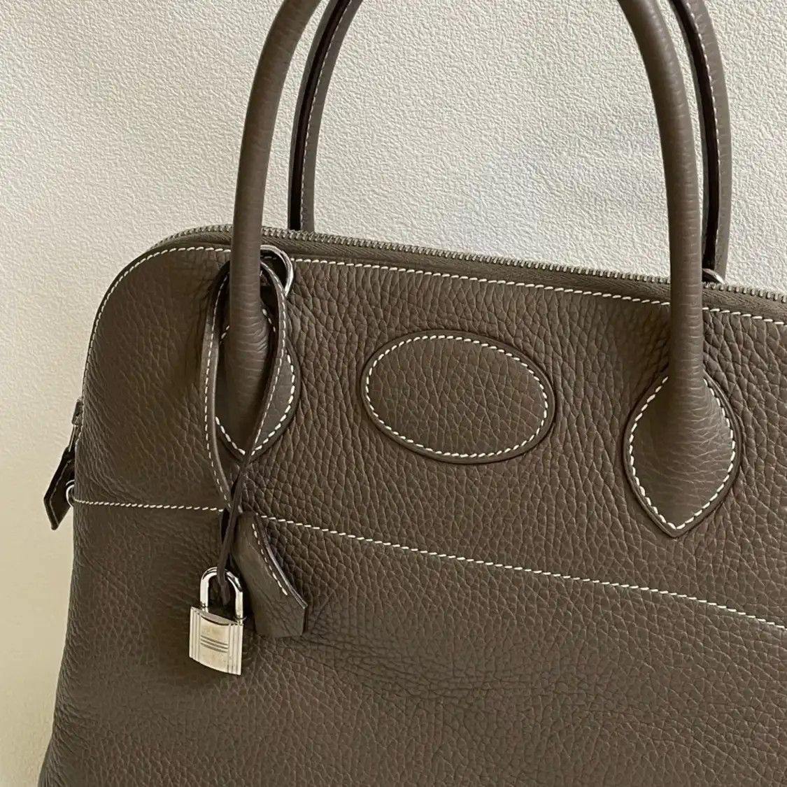 Hermes Hermes Bolide 31 Etoupe Clemence cowhide leather shoulder bag silver hardware de Size ONE SIZE - 7 Thumbnail