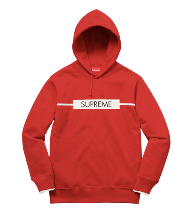 Supreme chest twill discount tape hooded sweatshirt