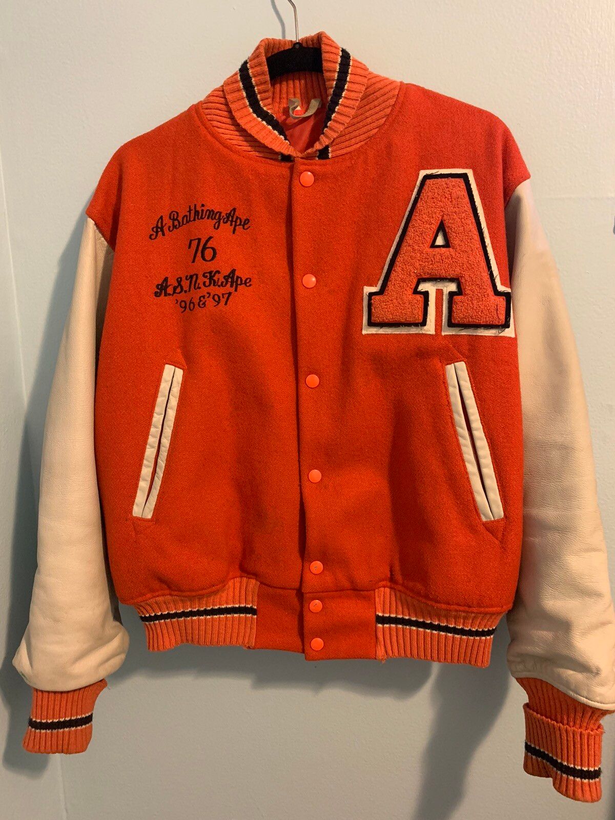 Bape 96’ & 97’ Orange Bape Varsity Jacket - Size M Size US M / EU 48-50 / 2 - 1 Preview