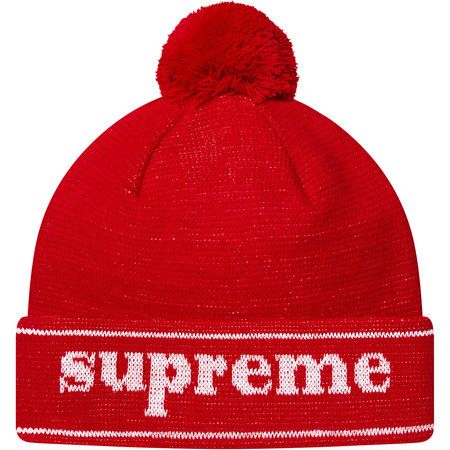 Supreme Red Jacquard Cuff Logo Beanie-DS