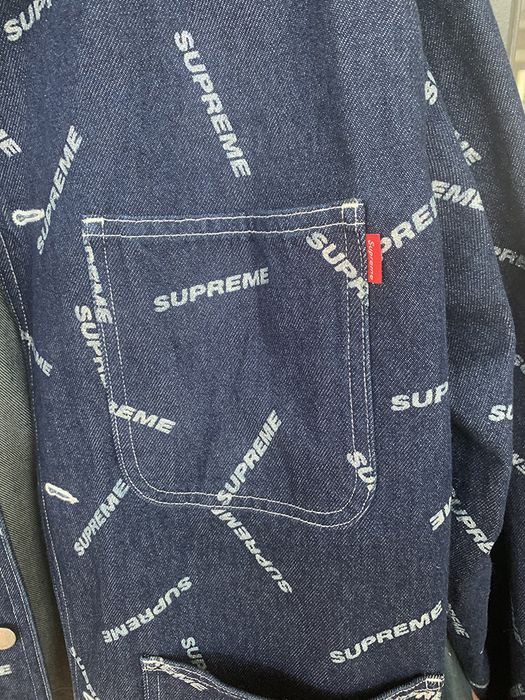 Supreme Denim Logo Chore Coat | Grailed