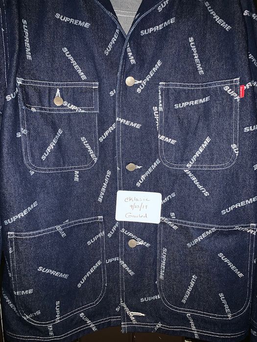 Supreme Denim Logo Chore Coat | Grailed