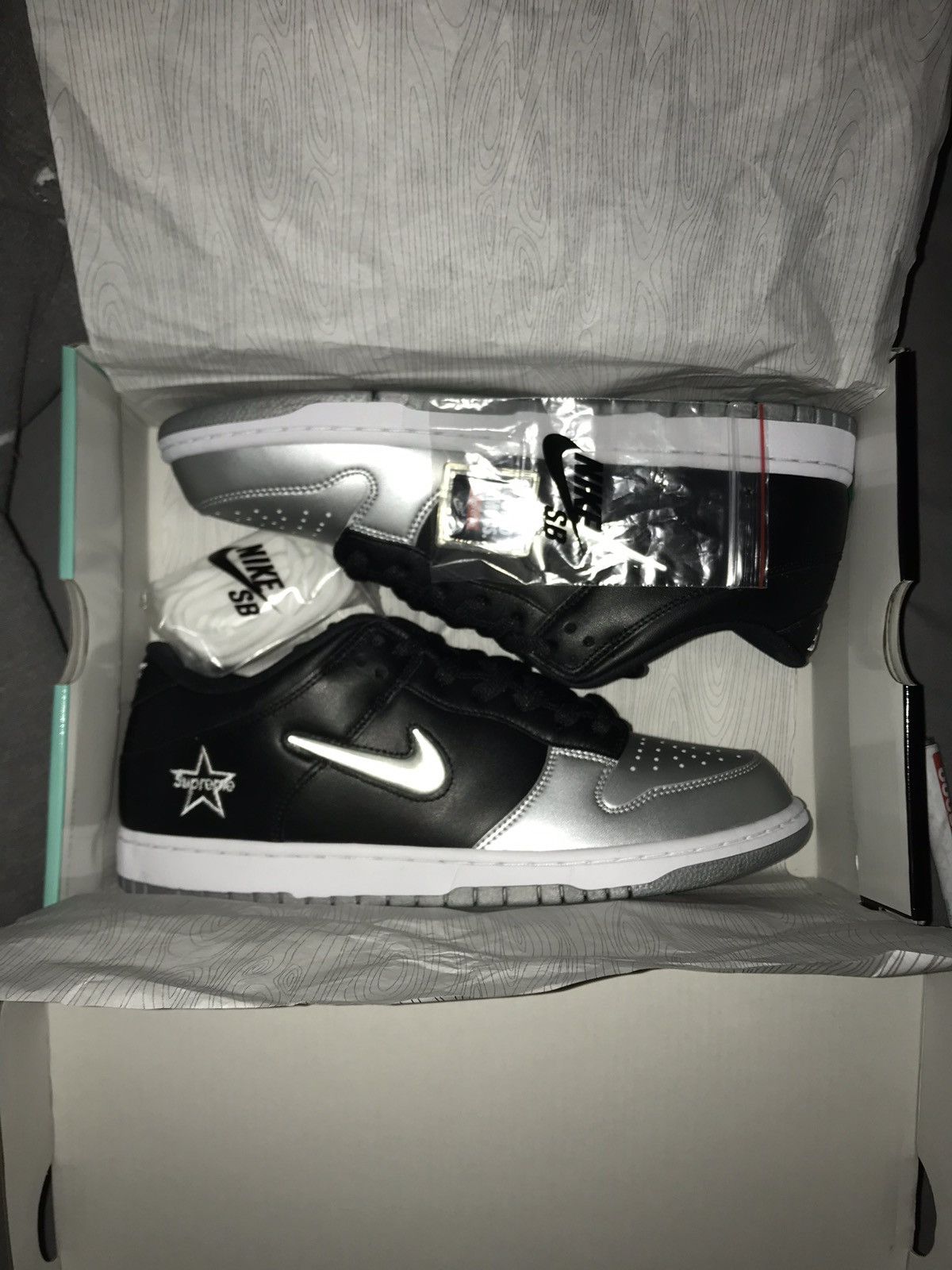 Supreme Supreme SB Dunk Low Silver / Black | Grailed
