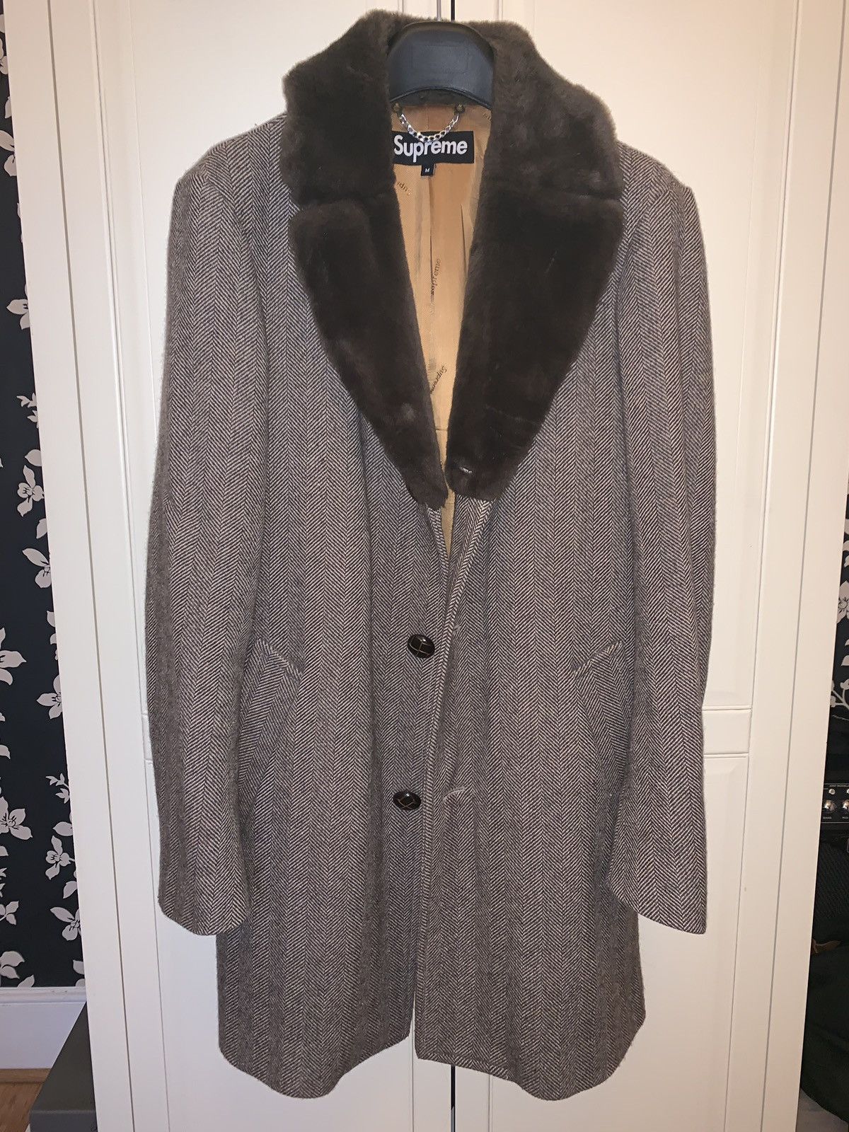 Supreme Fur Collar Tweed Coat | Grailed