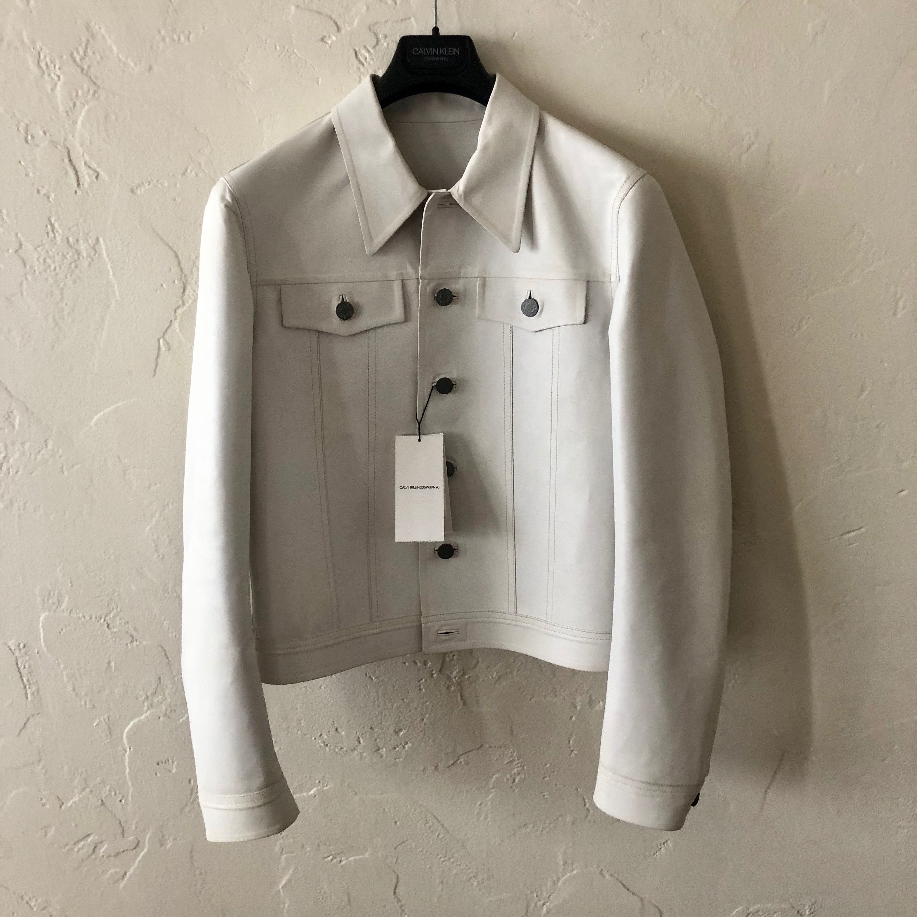 Calvin Klein 205W39NYC × Raf Simons Fall 2017 White Leather Jacket