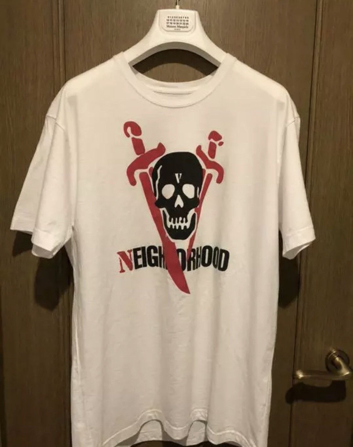 Neighborhood Neighborhood Vlone Skull Swords Tee White | Grailed