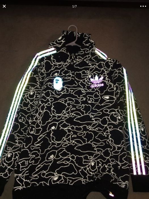 Bape x adidas reflective hoodie hot sale